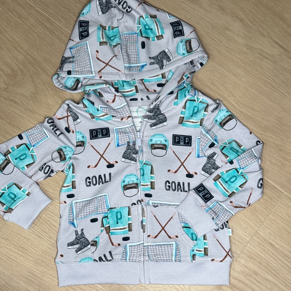 Hockey Posh Peanut Gray Hoodie with Sports Theme